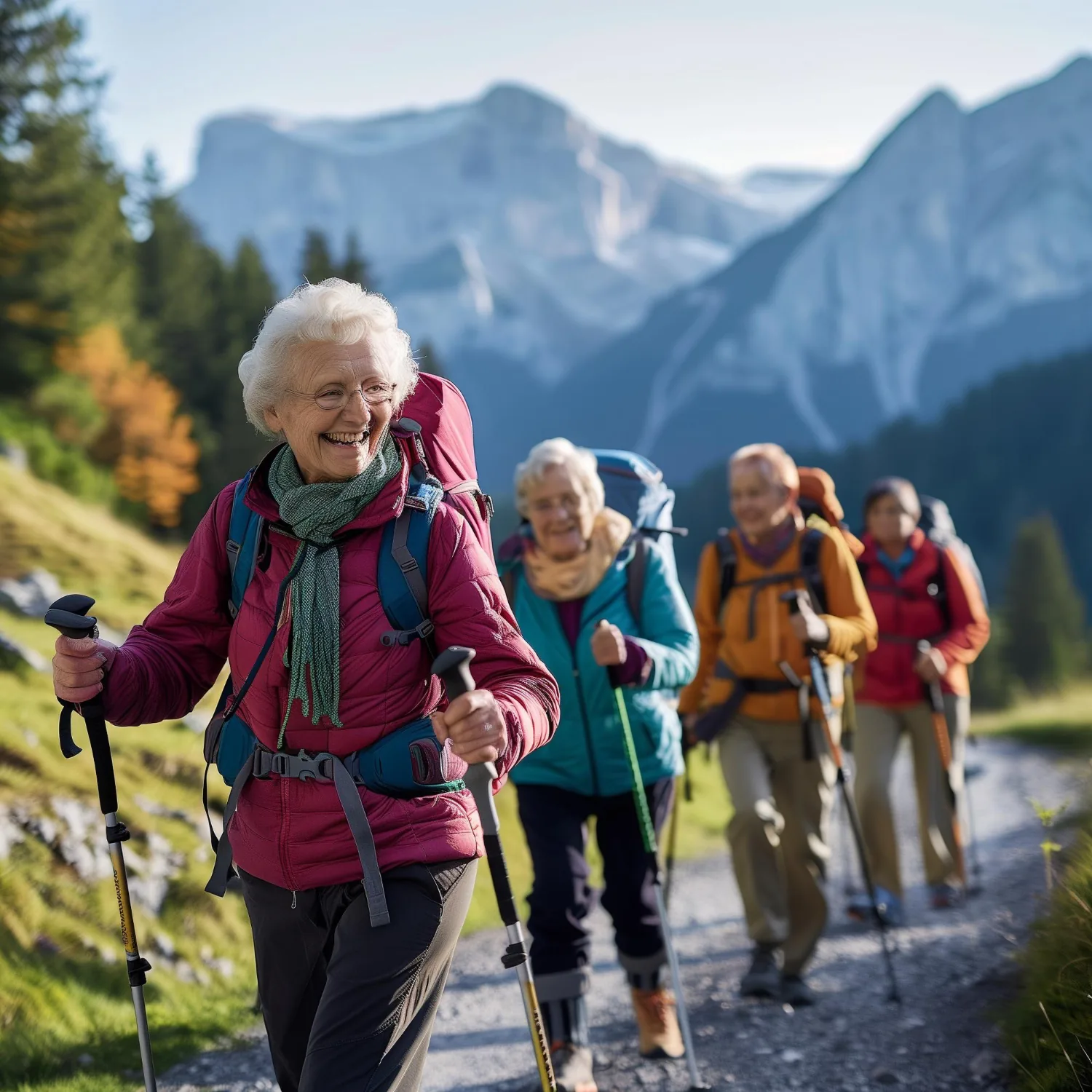 Seniorinnen unternehmen gemeinsam eine Wanderung